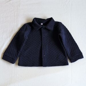 lily & jack quilted barn jacket with corduroy collar snap close navy blue 18-24m